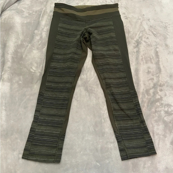 Lululemon Give Me Qi Crop Cyber Stripe Gator Fatigue Green black 21277 - Picture 4 of 11